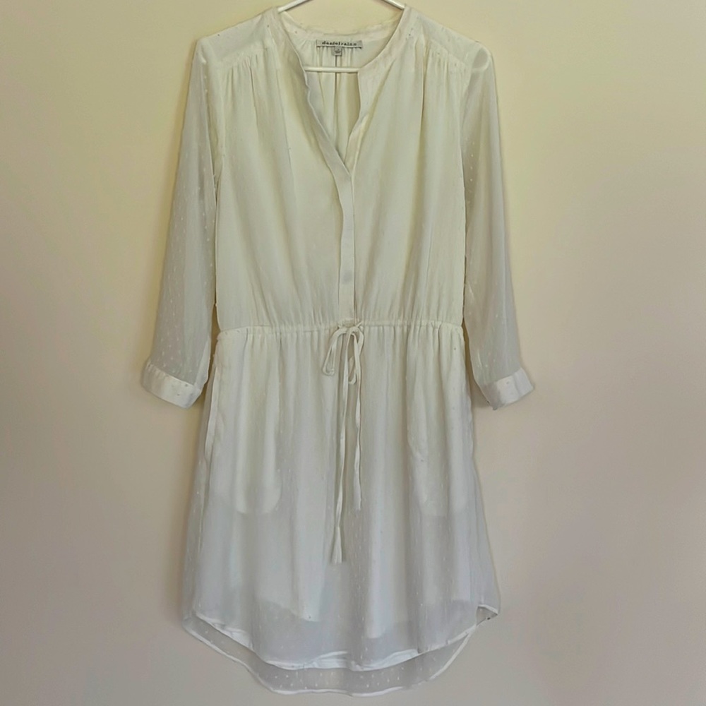 White Daniel Rainn Midi Dress with Pockets!